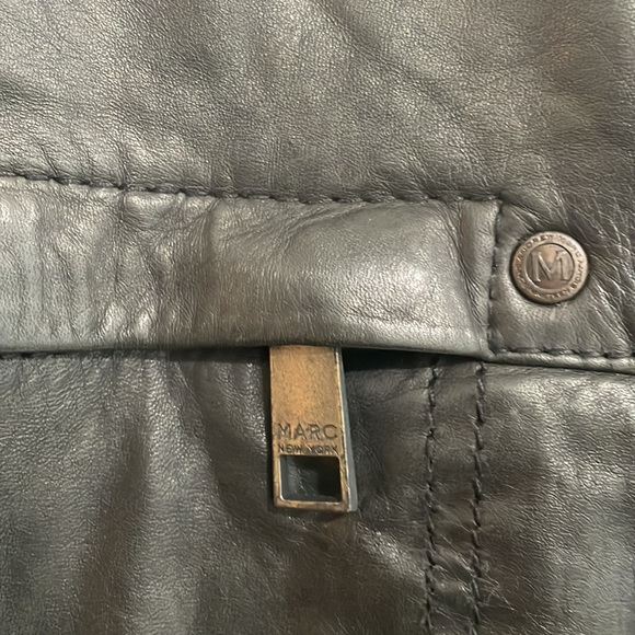 Andrew Marc : Black leather Moto jacket new without tags: stunning mint XL - Picture 3 of 8